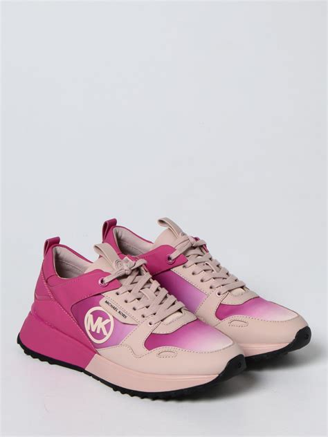 michael kors leather sneakers hot pink white fuschia|Michael Kors pink bodie sneaker.